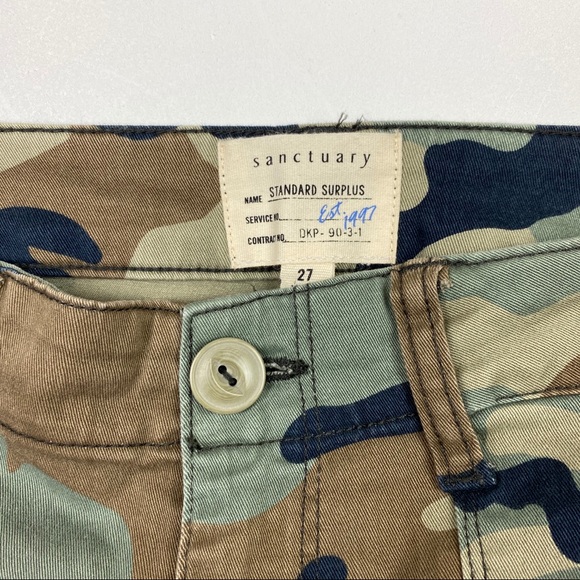 Sanctuary Peace Camo Cropped Chino Pants Green 27 - Picture 5 of 9
